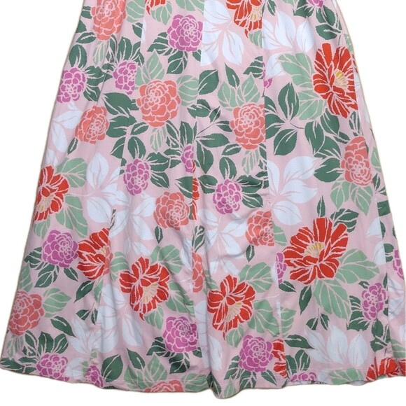 Cuddl Duds Flexwear Maxi Dress Pink Green Peach Purple Floral Medium Soft Lounge - Picture 7 of 15